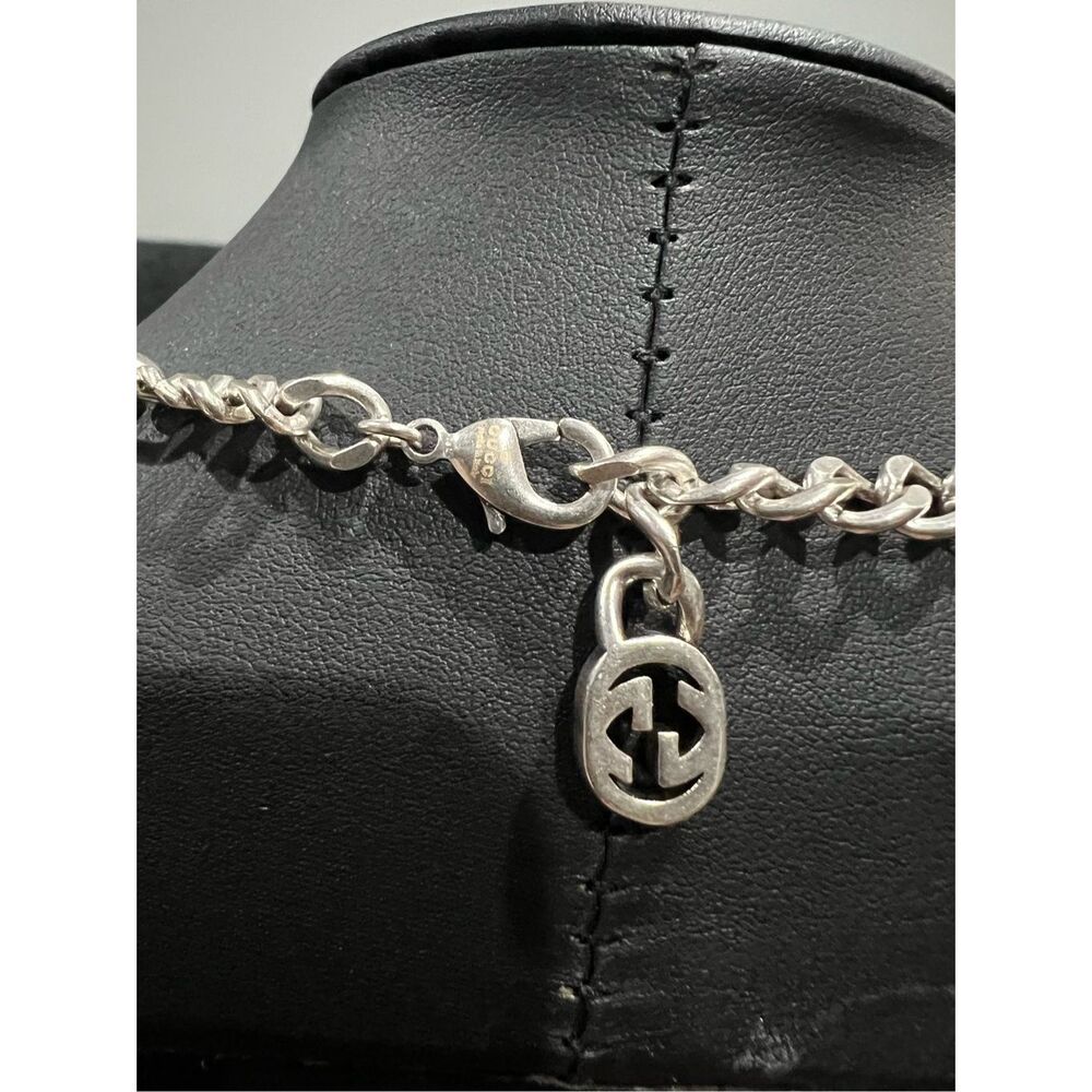 Gucci silver tone interlocking g chain necklace - Picture 7 of 9